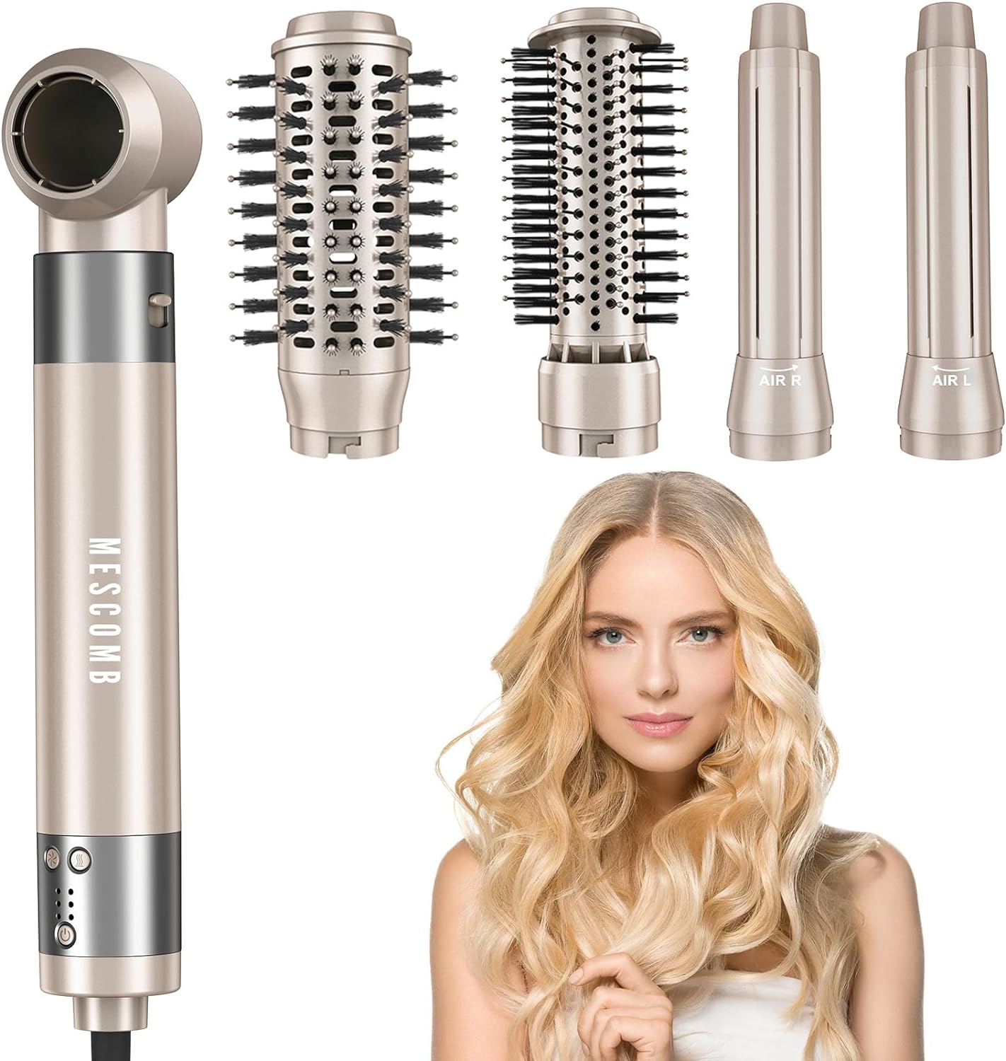 Hair Dryer Brush 5 in 1-110,000 RPM High-Speed Frizz-Free Blow Dryer for Fast Drying, Multi Hair Styler with Auto-Wrap Curlers, Blow Dryer Brush for Straightening Volumizing Curling Styling