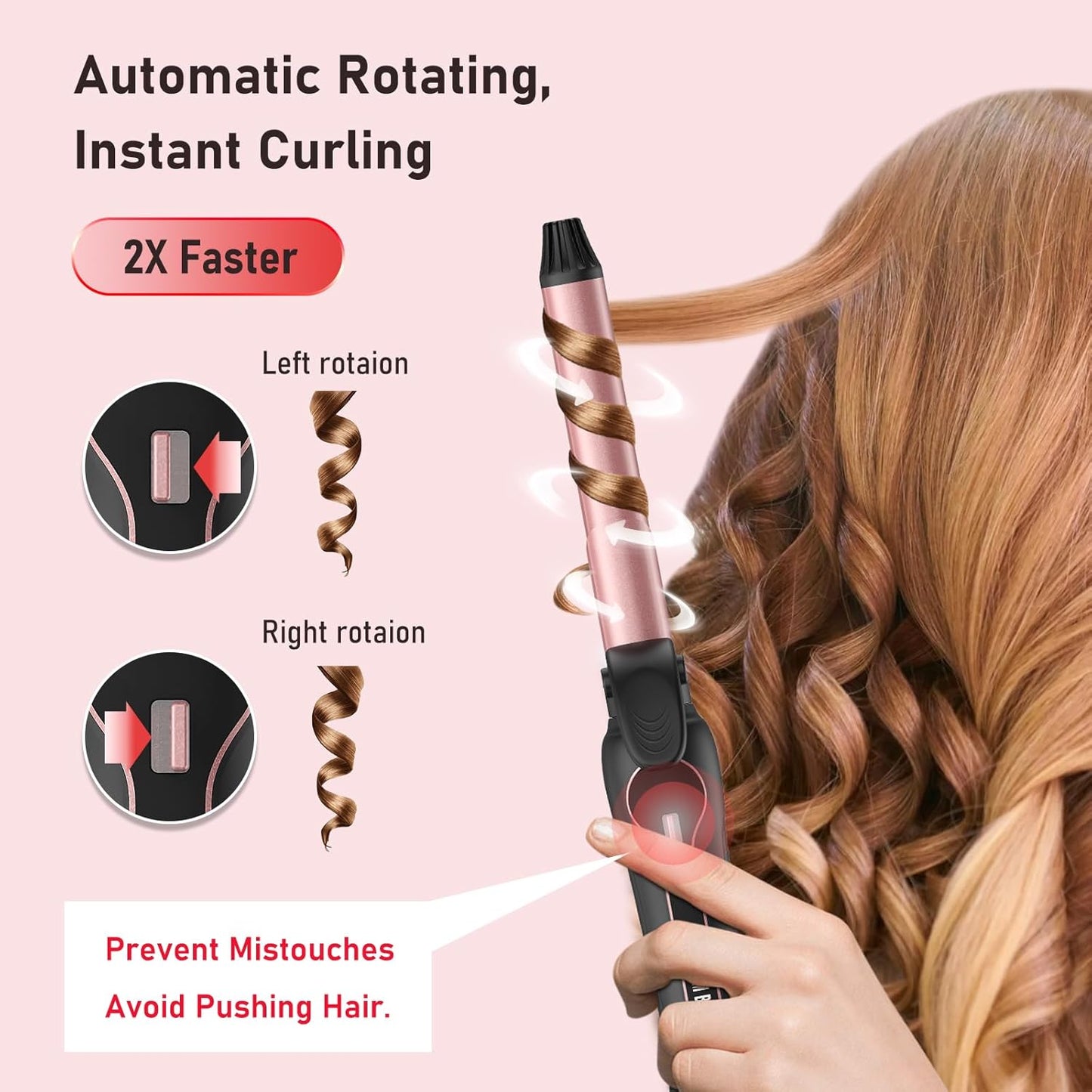 1 Inch Rotating Curling Iron-Automatic Curling Iron for All Hair Type