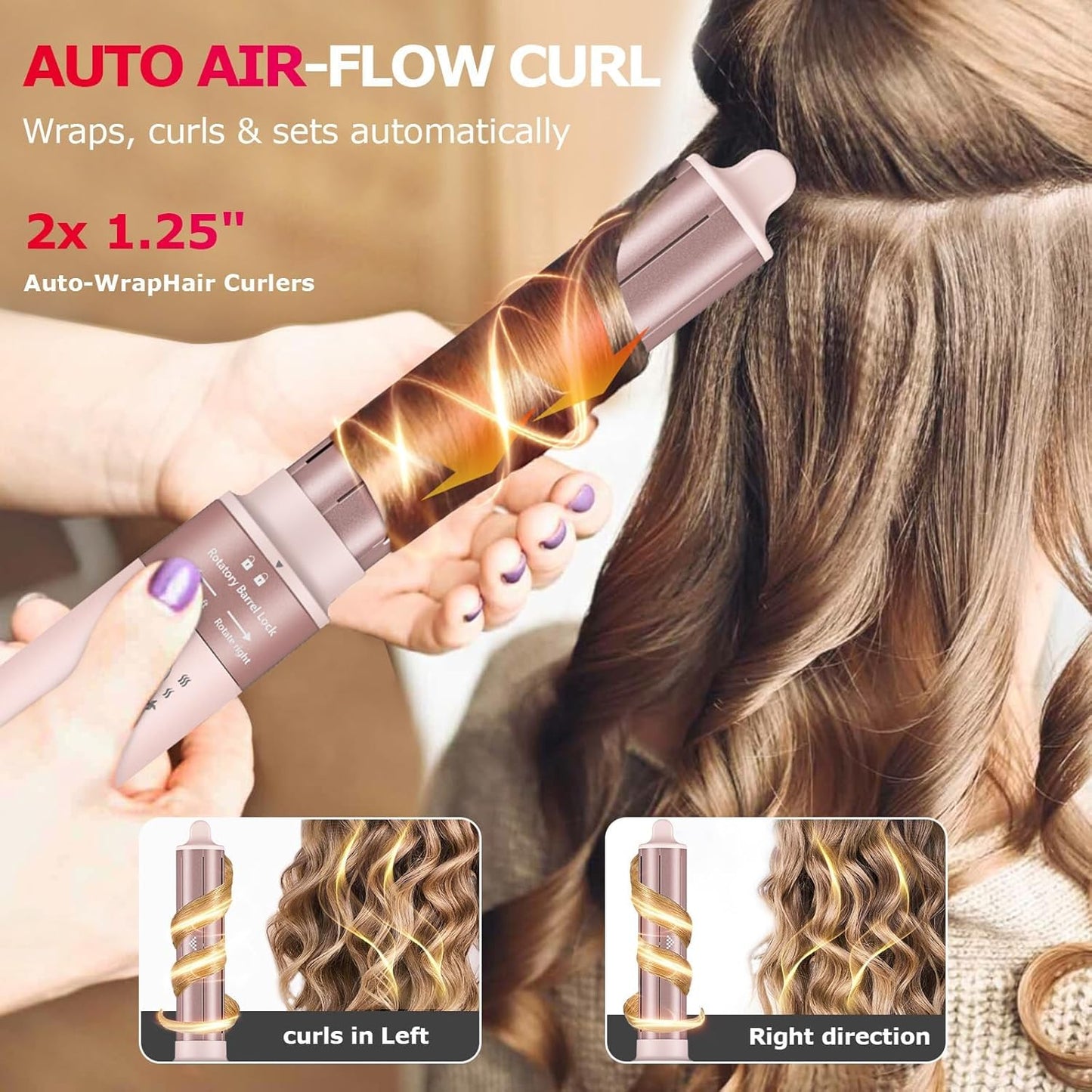 5 in 1 High-Speed Hot Air Styler - Professional Frizz-Free Blow Dryer Brush, Fast Drying, No Heat Damage - Curl, Volumize, Straighten with Travel Bag