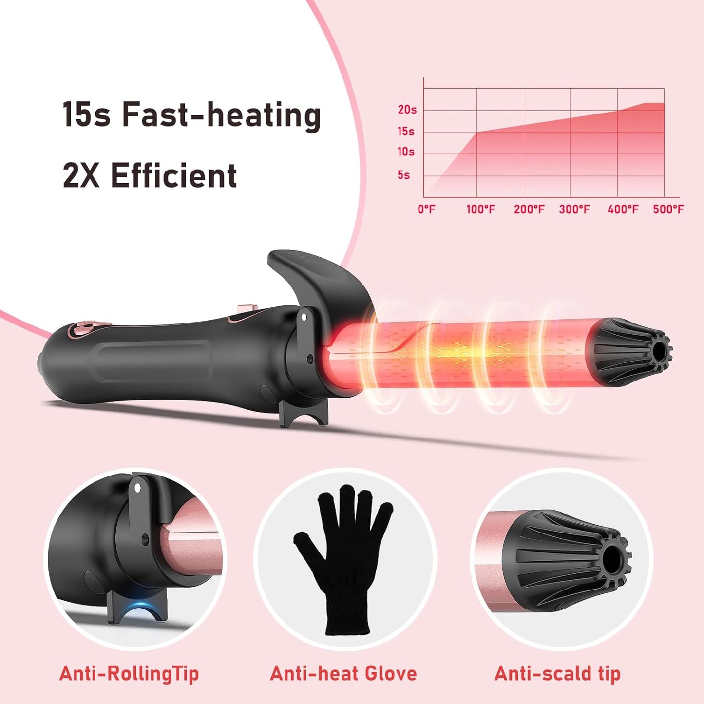 1 Inch Rotating Curling Iron-Automatic Curling Iron for All Hair Type