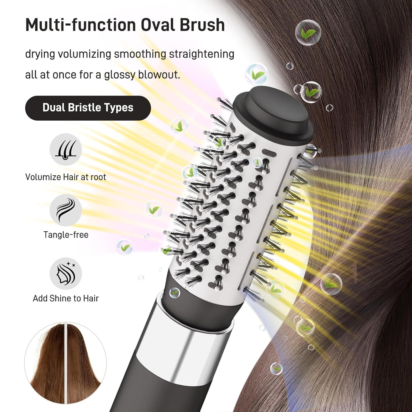 5 in 1 Hair Air Styler - Rotating Hair Dryer Brush 110000 RPM for Fast Drying Hot-Air Automatic Wrap Curlers for Curling, Frizz-Free Blow Dryer Brush for Straightening Volumizing No Heat Damage(Gray)